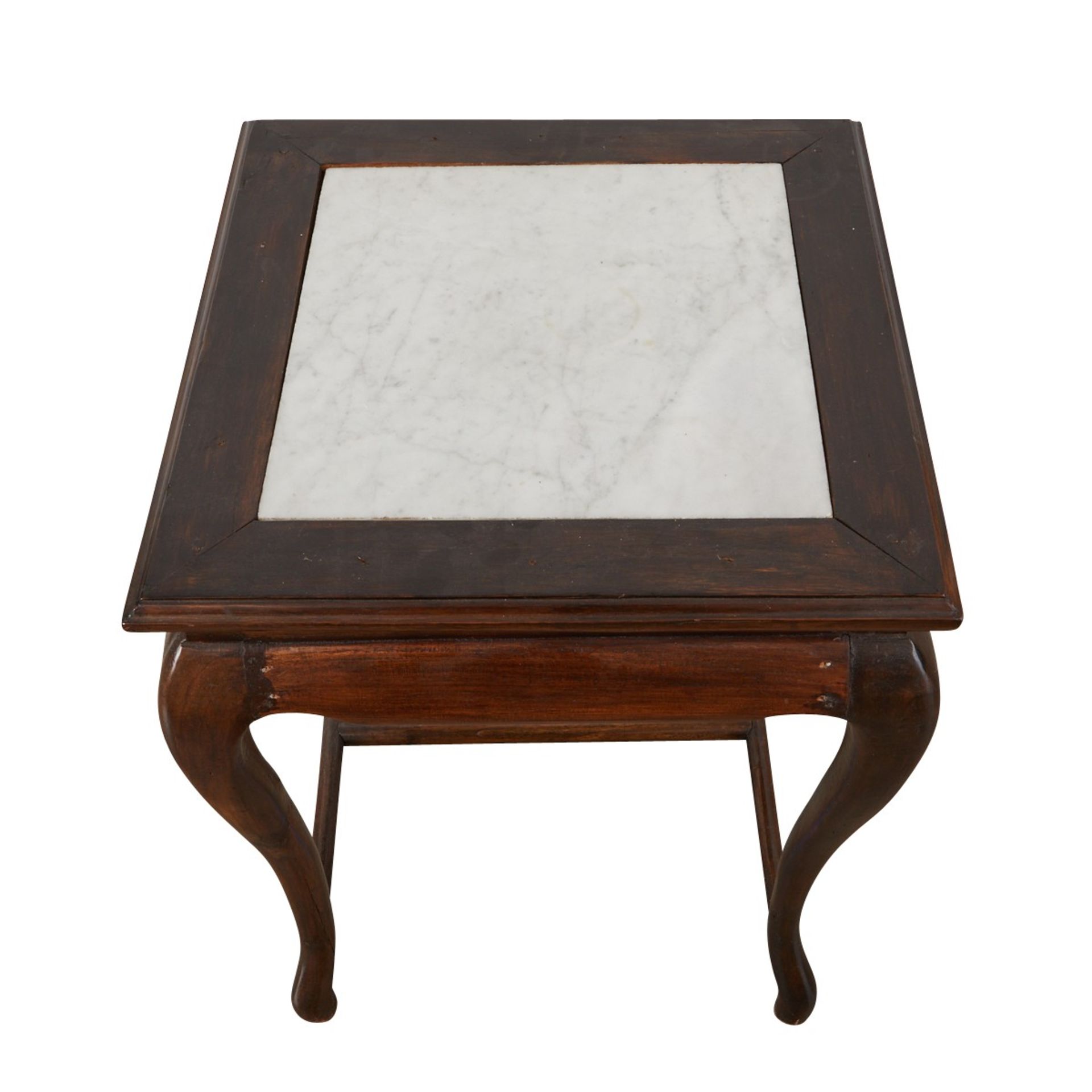 Chinese Wooden Side Table w/ Marble Inset Top - Bild 5 aus 6