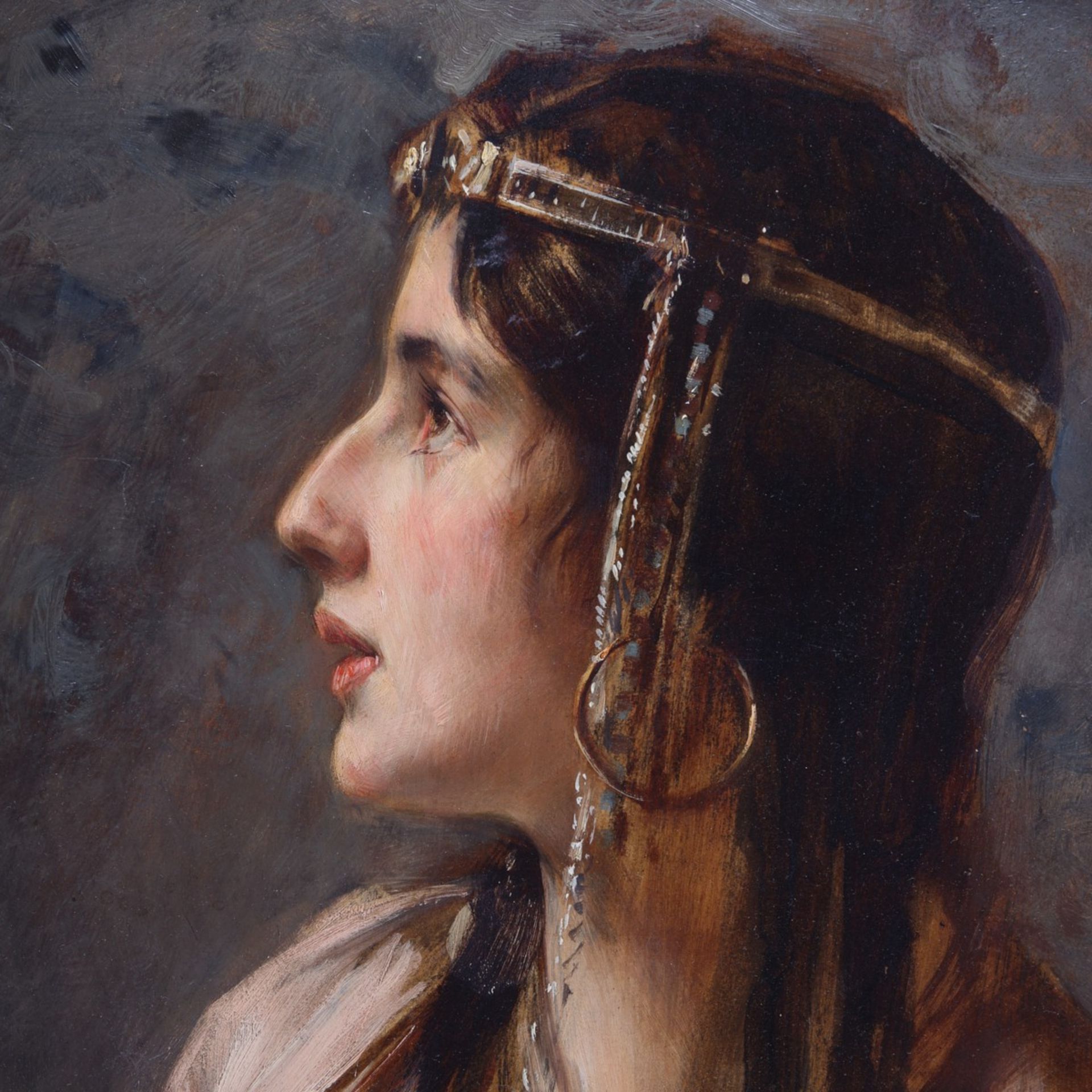 Caspar Ritter Orientalist Portrait of a Woman in Profile - Bild 3 aus 5