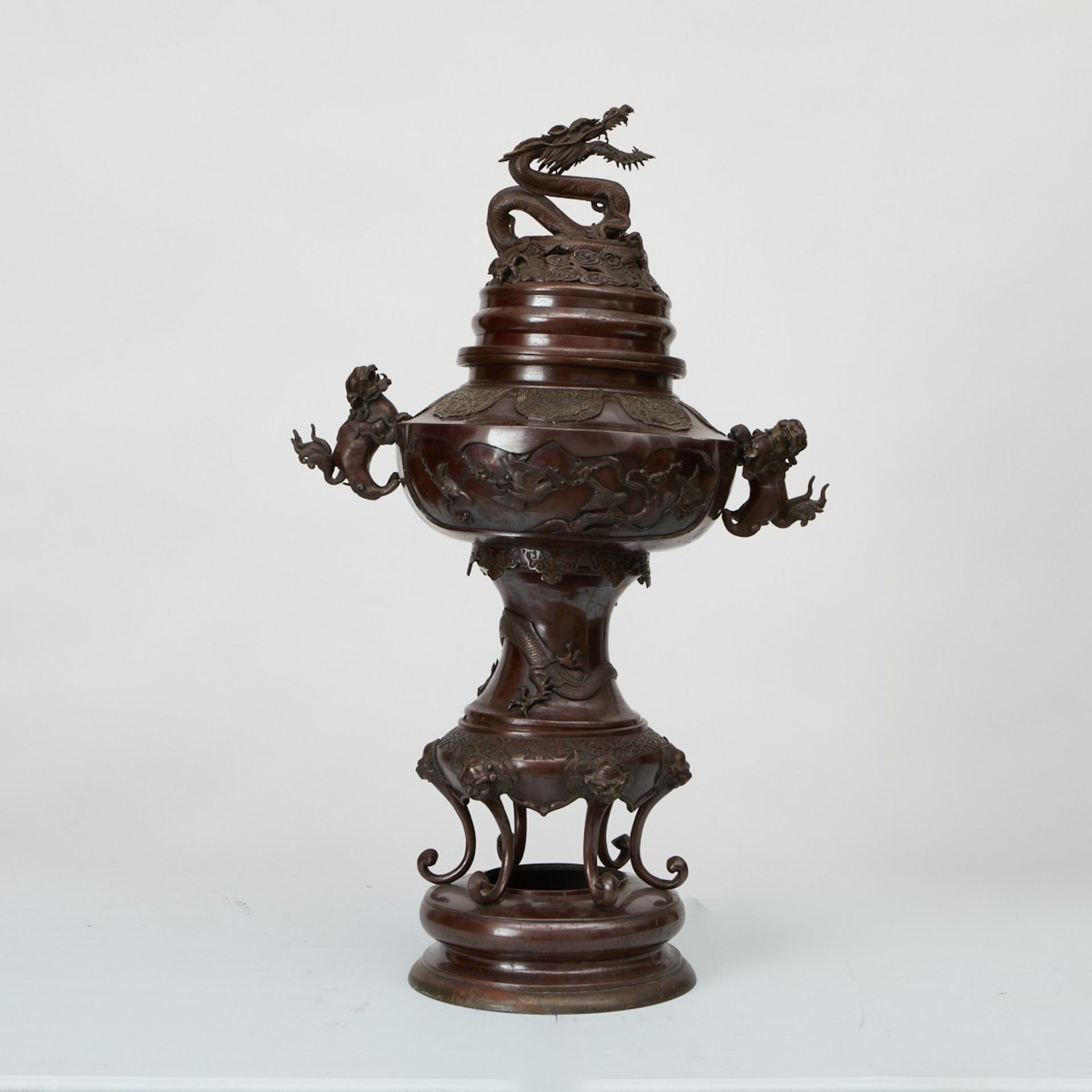 Lrg Japanese Bronze Dragon Censer - Image 3 of 10