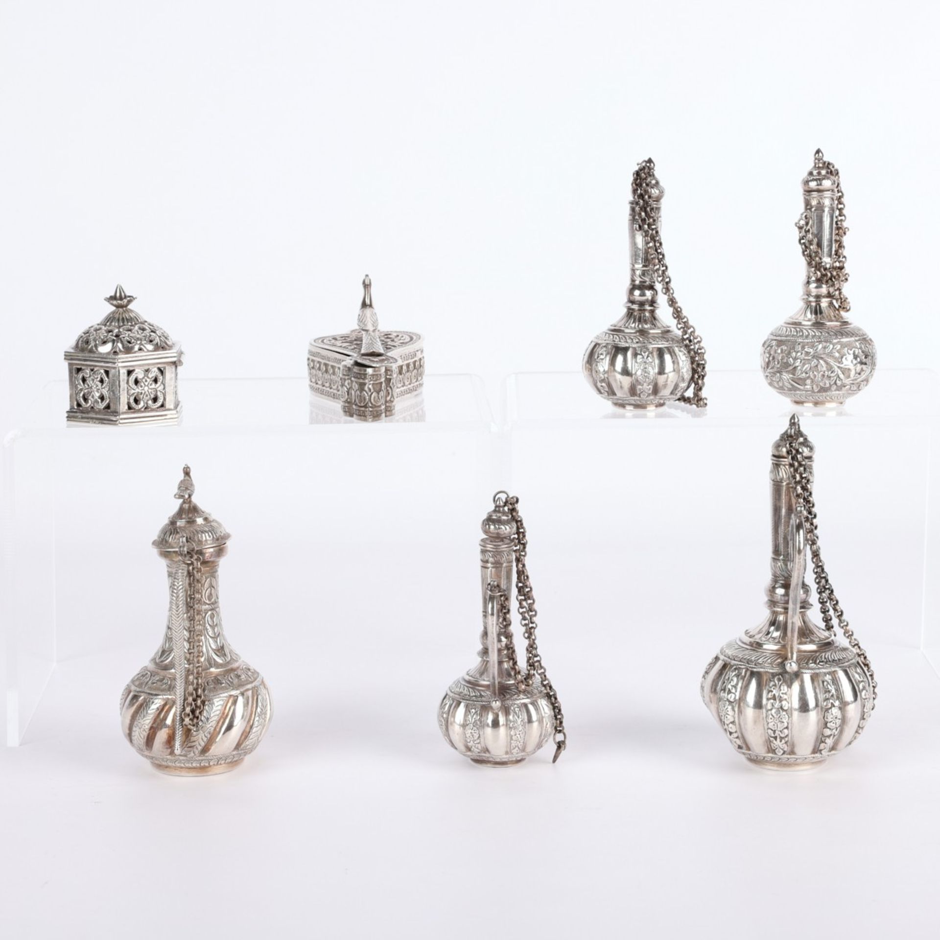 7 Miniature Silver and Sterling Indian Objects - Image 2 of 13