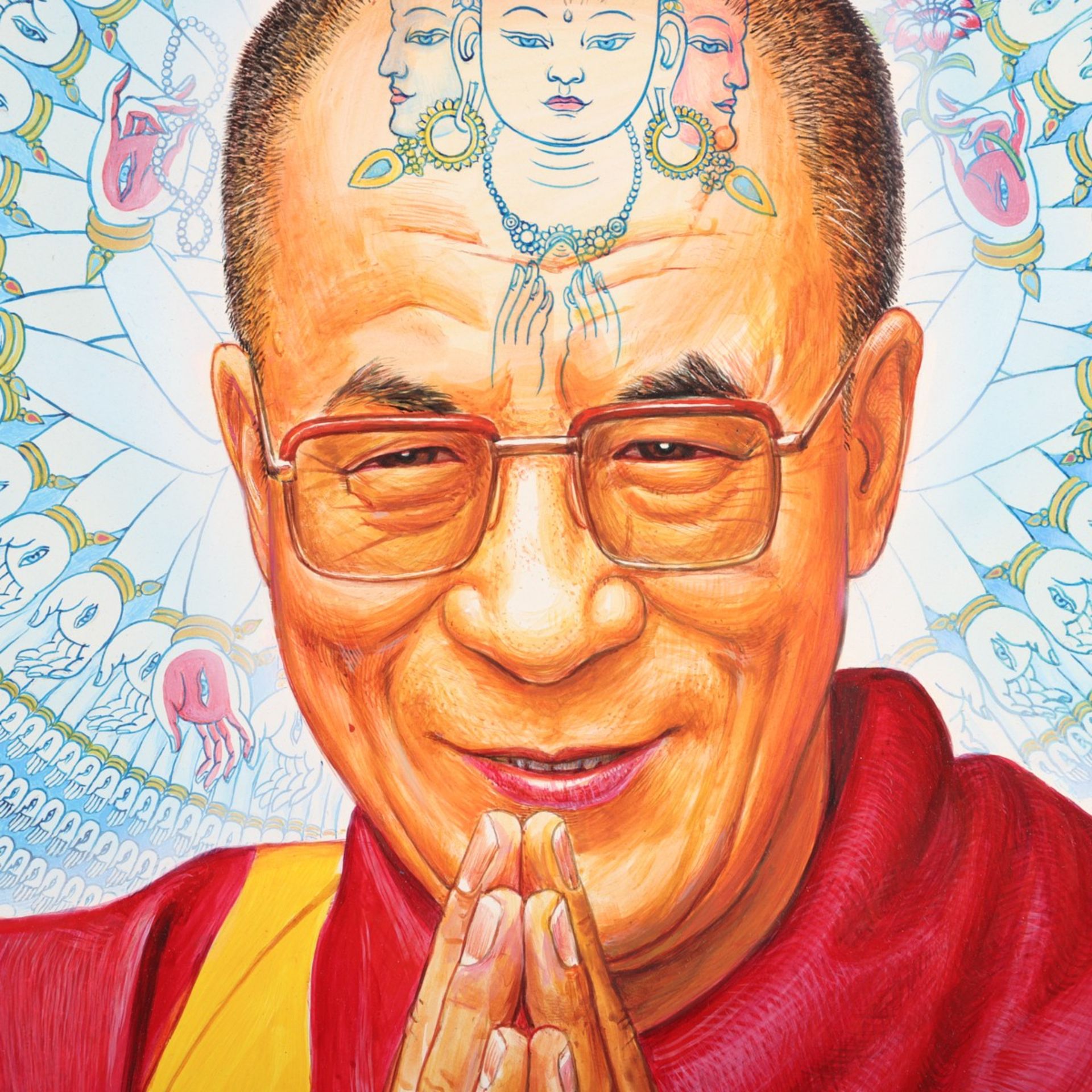Alex Grey "Dalai Lama" Acrylic on Wood Panel - Bild 6 aus 6
