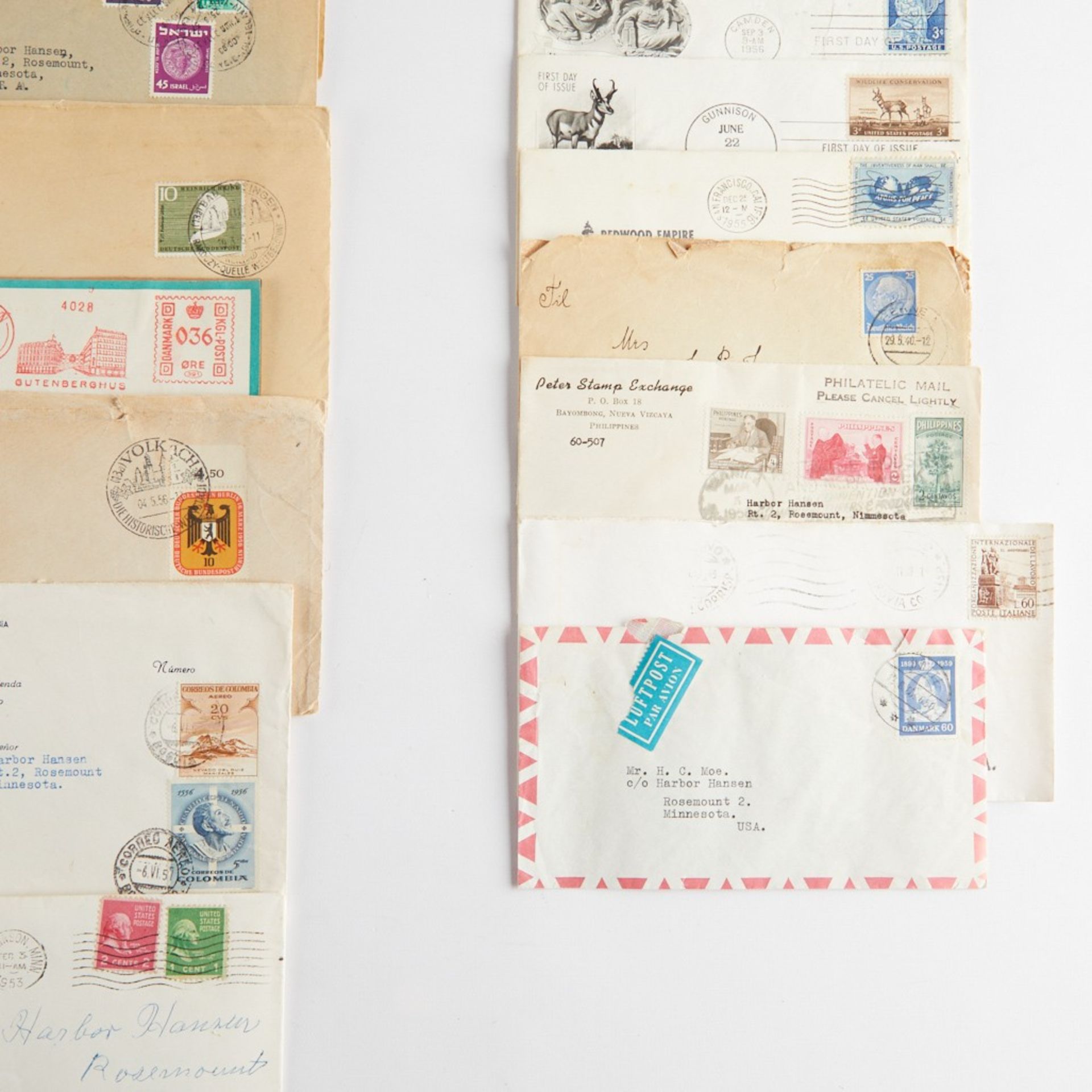 Large Group Postally Used Envelopes and Stamps - Bild 12 aus 20