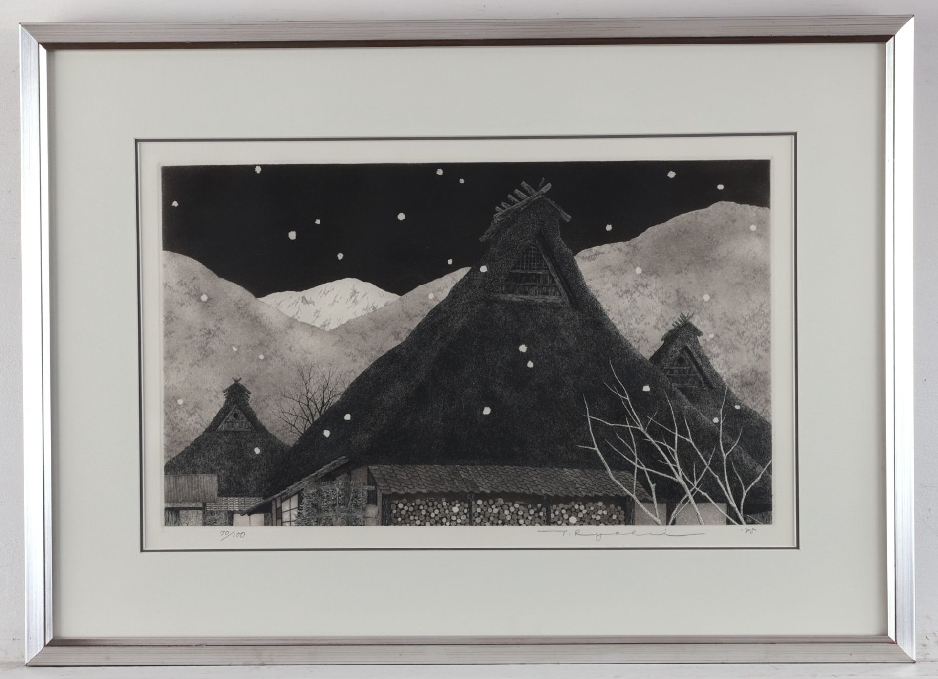 Ryohei Tanaka Snowing Rooftops Etching - Image 2 of 6