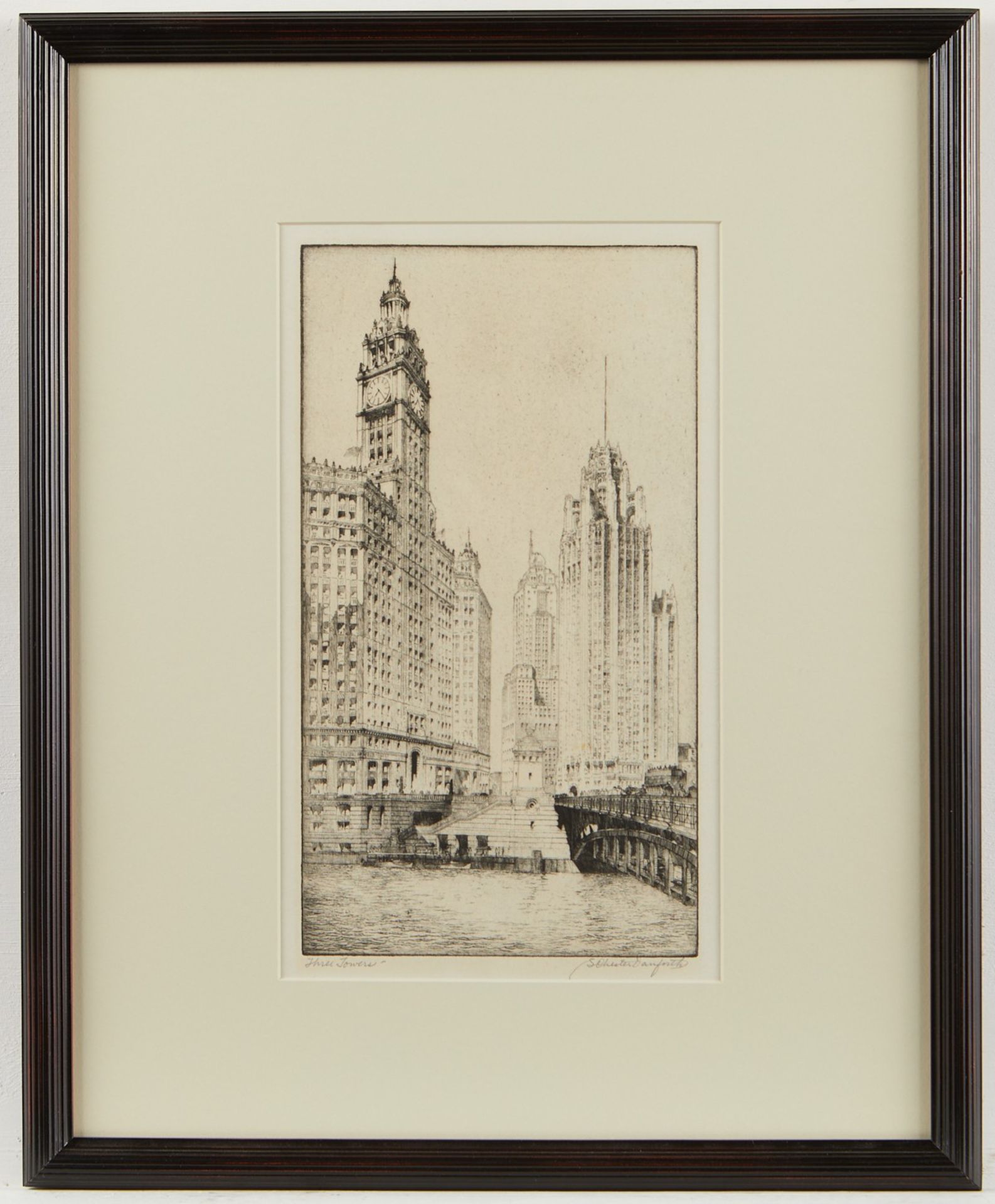 S. Chester Danforth "Three Towers" Etching - Bild 2 aus 6