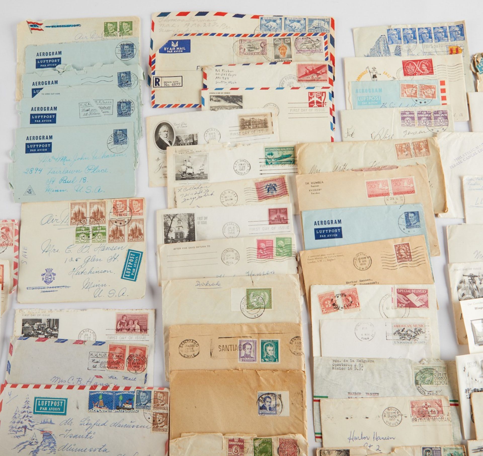 Large Group Postally Used Envelopes and Stamps - Bild 5 aus 20