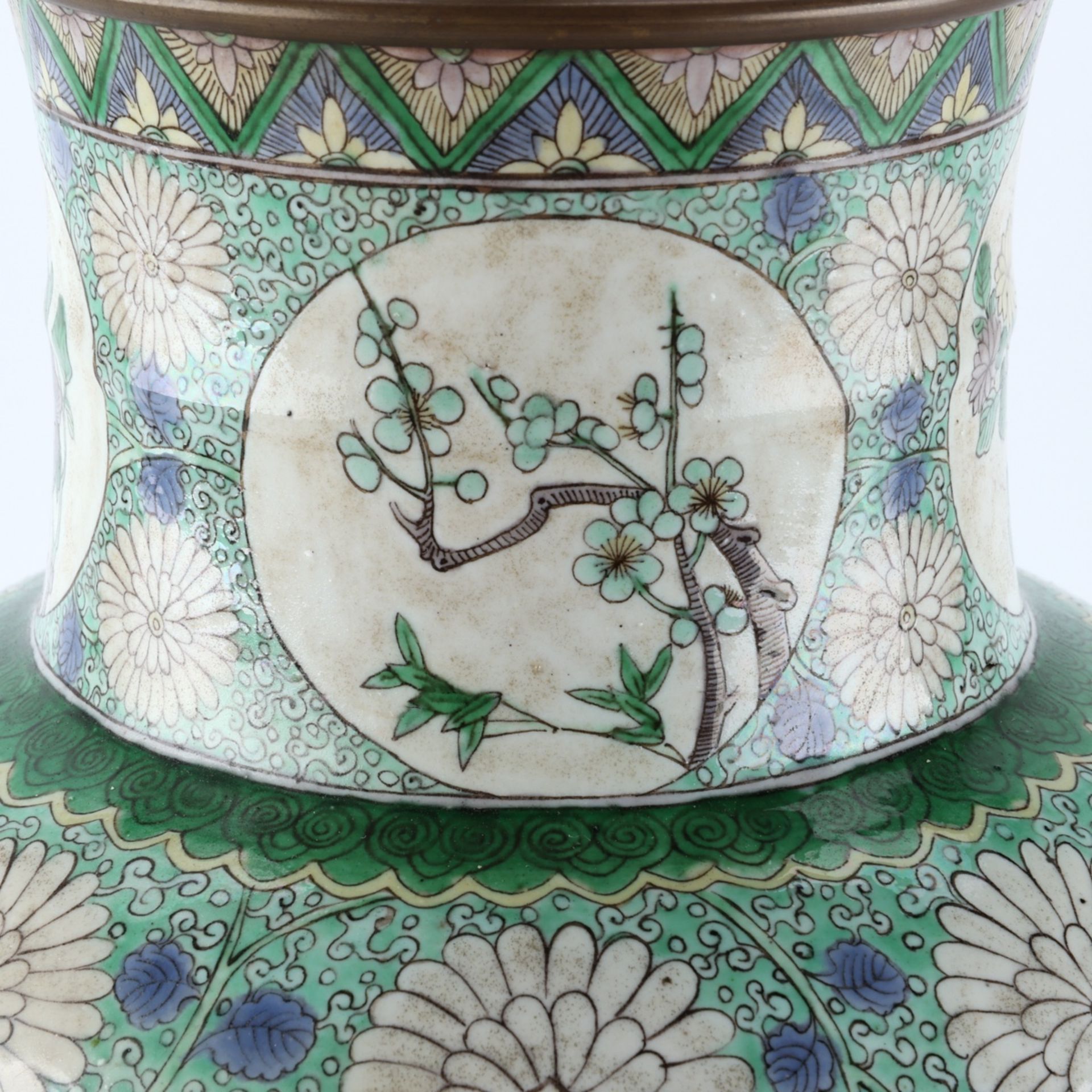 Chinese 19th c. Famille Verte Vase - Image 8 of 10