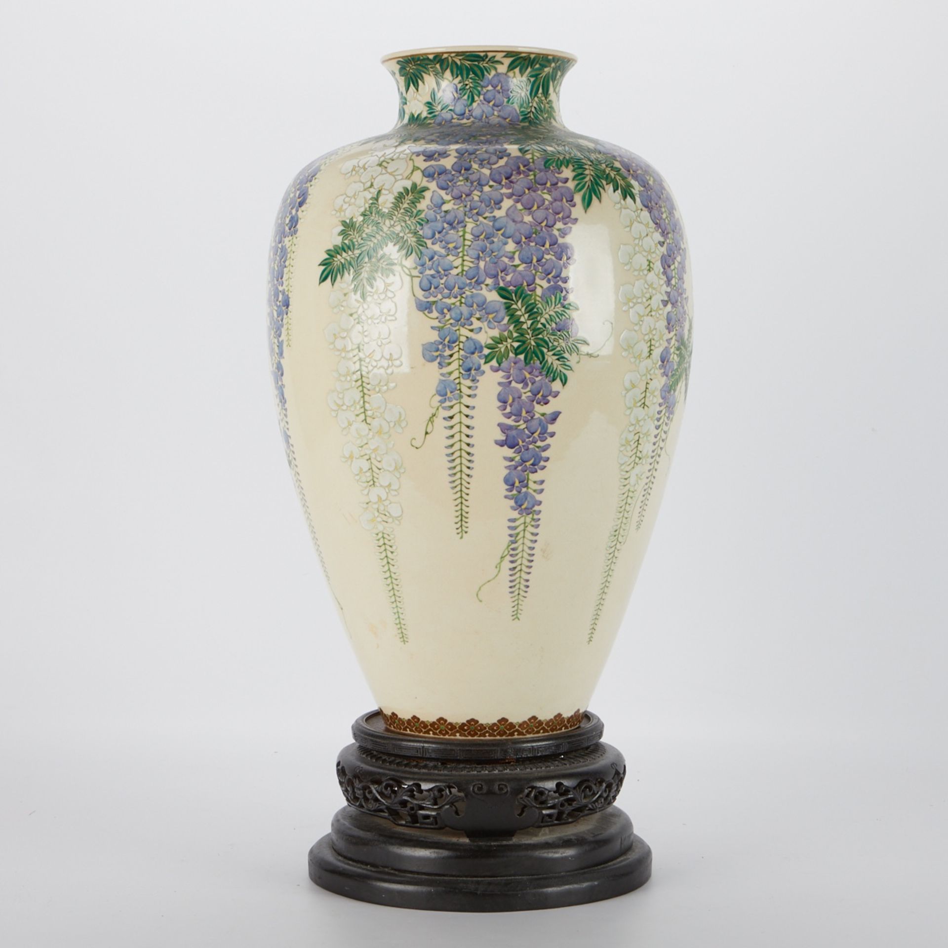 Large Japanese Satsuma Wisteria Vase - Image 3 of 10