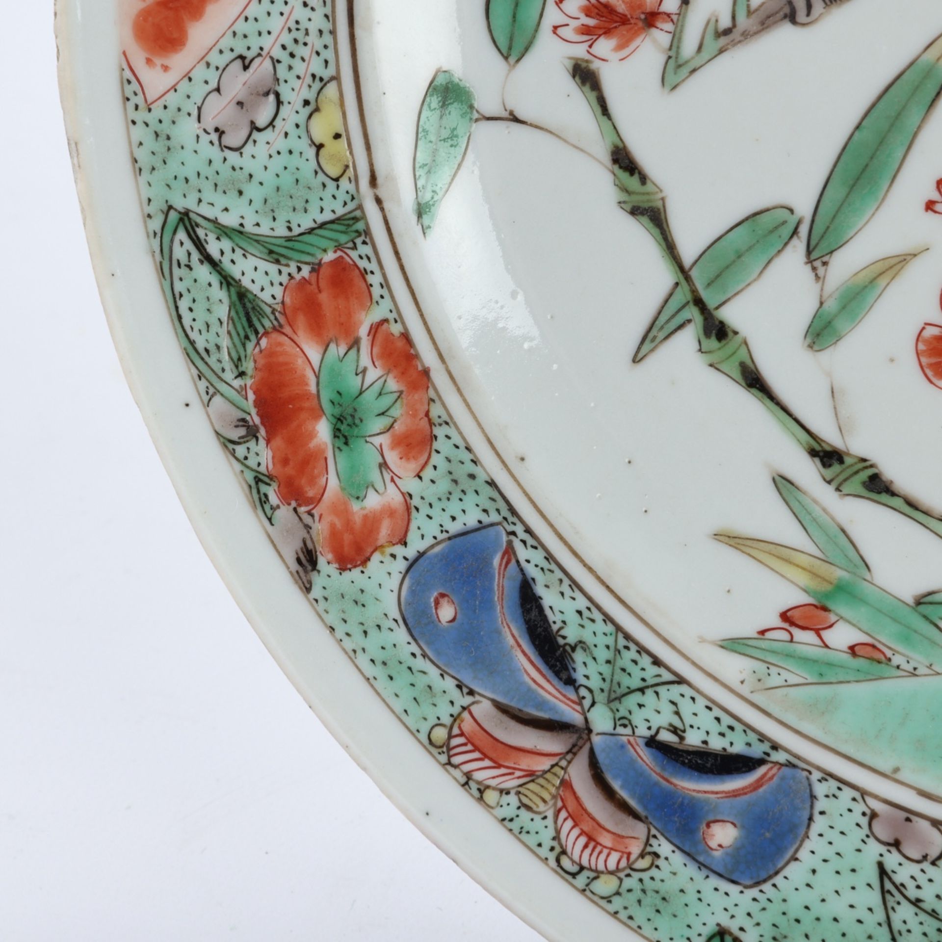 Chinese Kangxi 18th c. Famille Verte Plate - Bild 5 aus 5