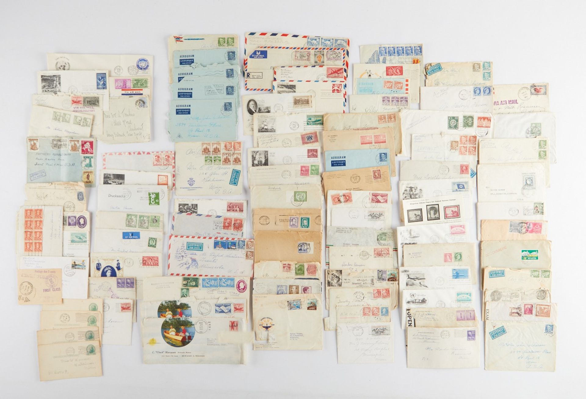 Large Group Postally Used Envelopes and Stamps