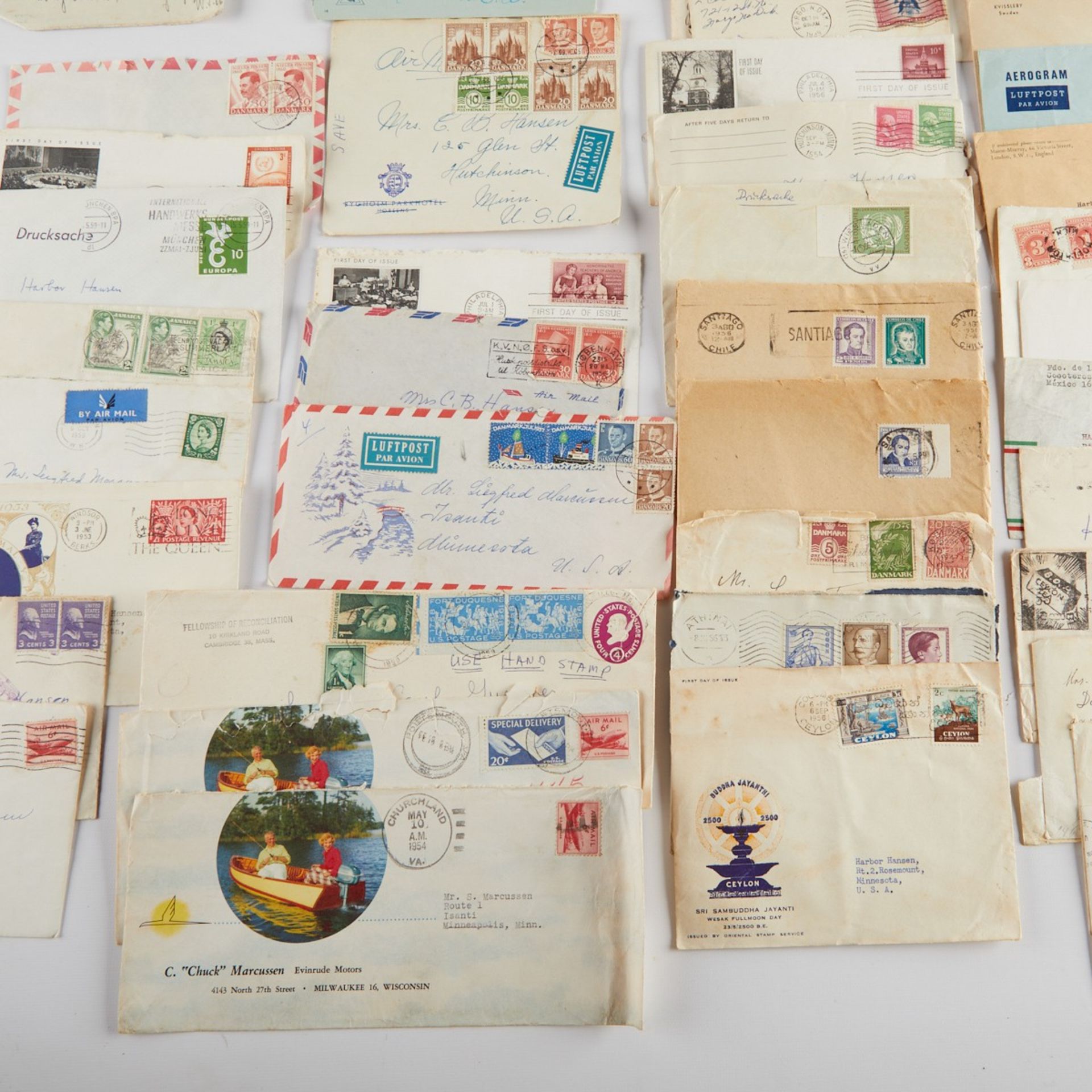 Large Group Postally Used Envelopes and Stamps - Bild 4 aus 20