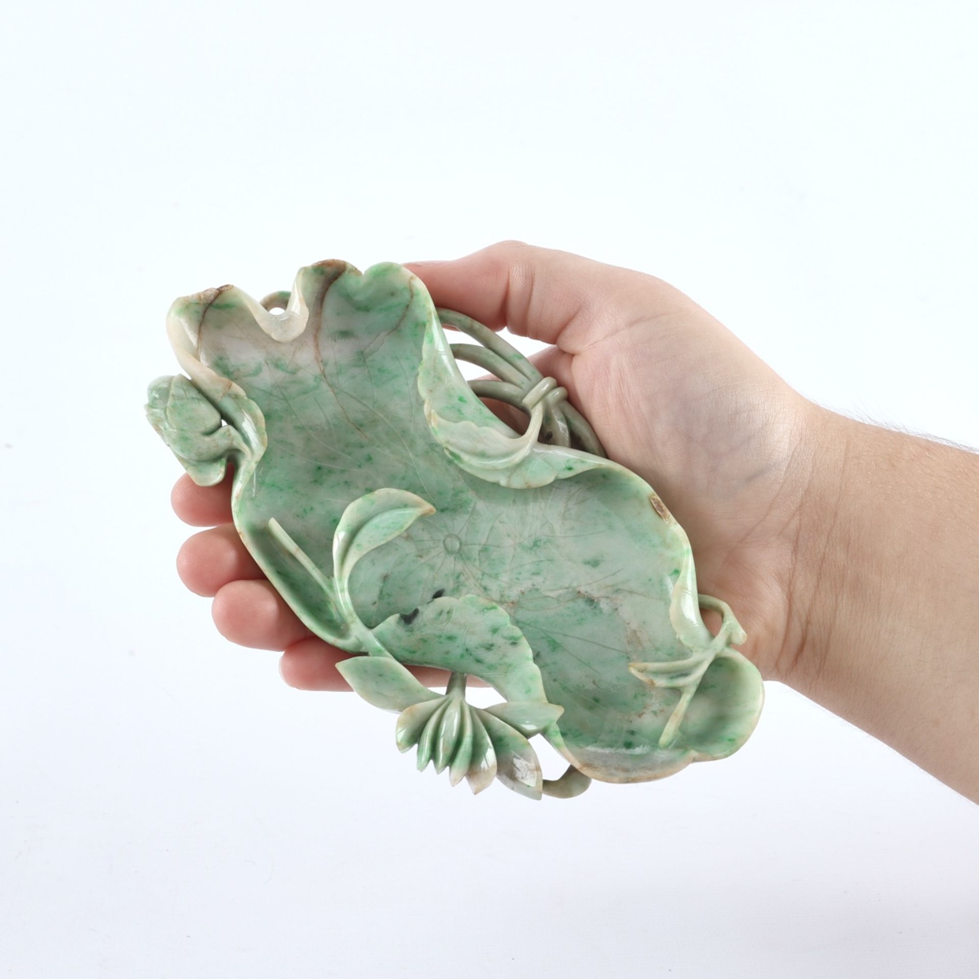 Antique Chinese Jade Lily Form Brush Washer - Image 2 of 6