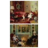 Pair of Jules Rene Herve Interior Paintings