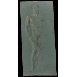 Paul Cadmus Male Nude Crayon on Green Paper