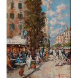 Antonio Gravina Street Scene Oil on Canvas