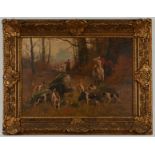 Eugene Petit Boar Hunt Oil on Canvas