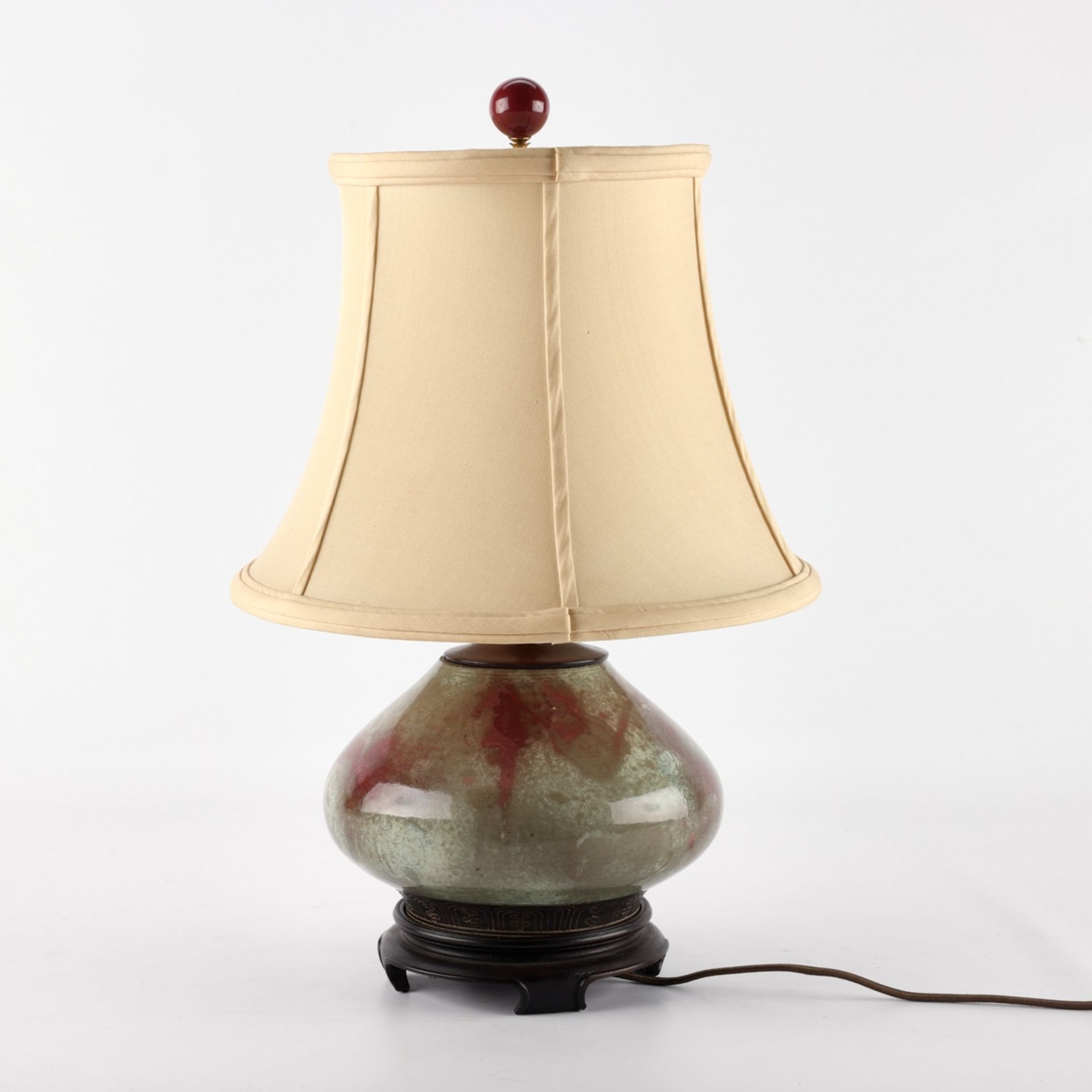 Chinese Guangxu Peach Bloom Vase as Lamp - Image 3 of 8