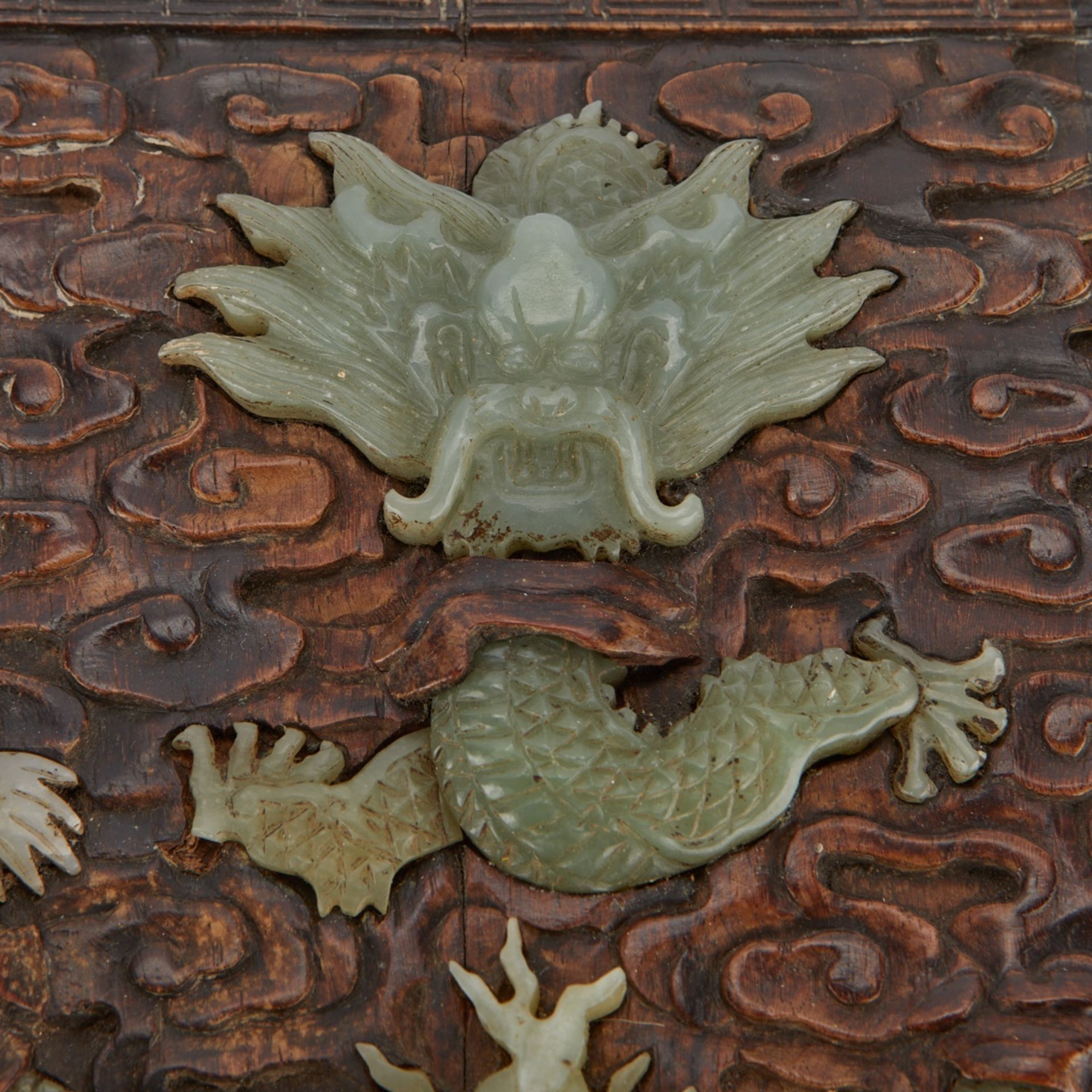 Chinese Seal Chest w/ Inlaid Jade Dragon - Image 2 of 10