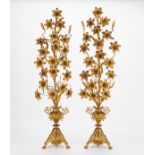 Pair of French Style Gilt Floral Garnitures