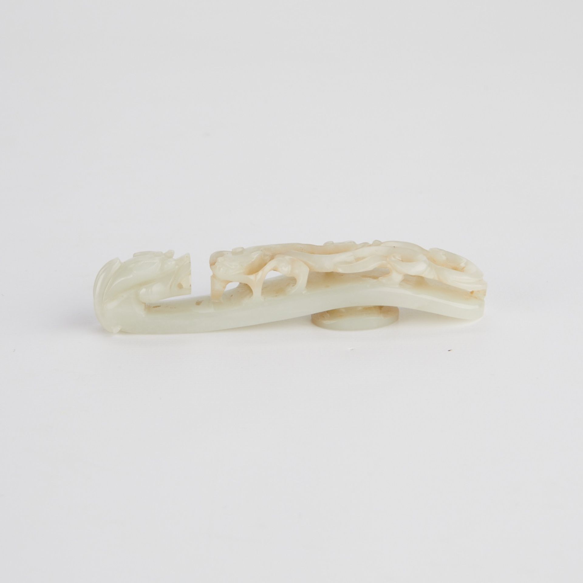 Chinese Jade Carved Dragon Belt Hook - Image 4 of 7