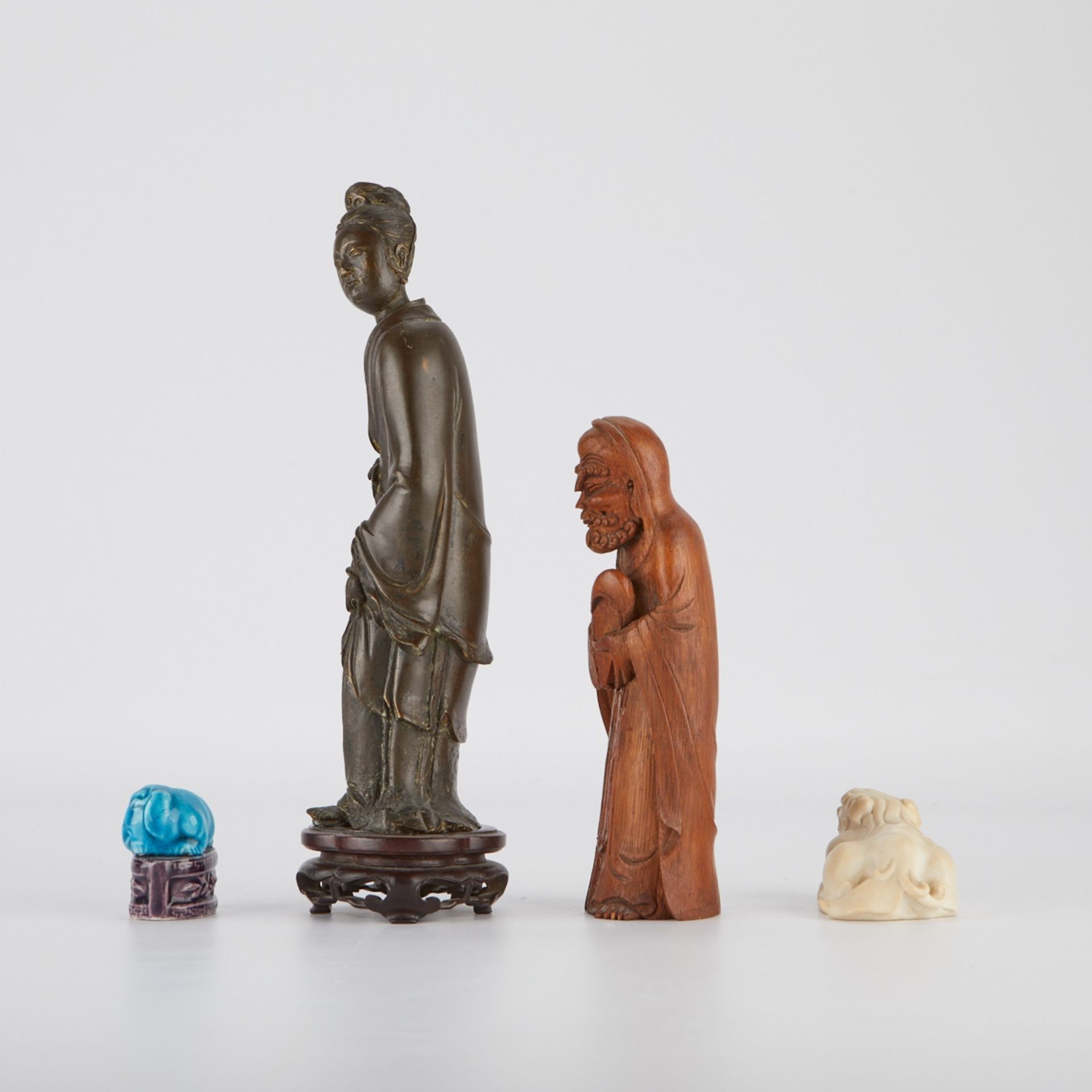 4 Chinese Items - Bronze, Porcelain, Bamboo, Jade - Bild 2 aus 12