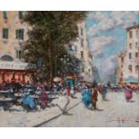 Antonio Gravina "Caffe Paragino" Oil on Canvas