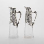 Pair Sterling Argent Massif French Wine Decanters