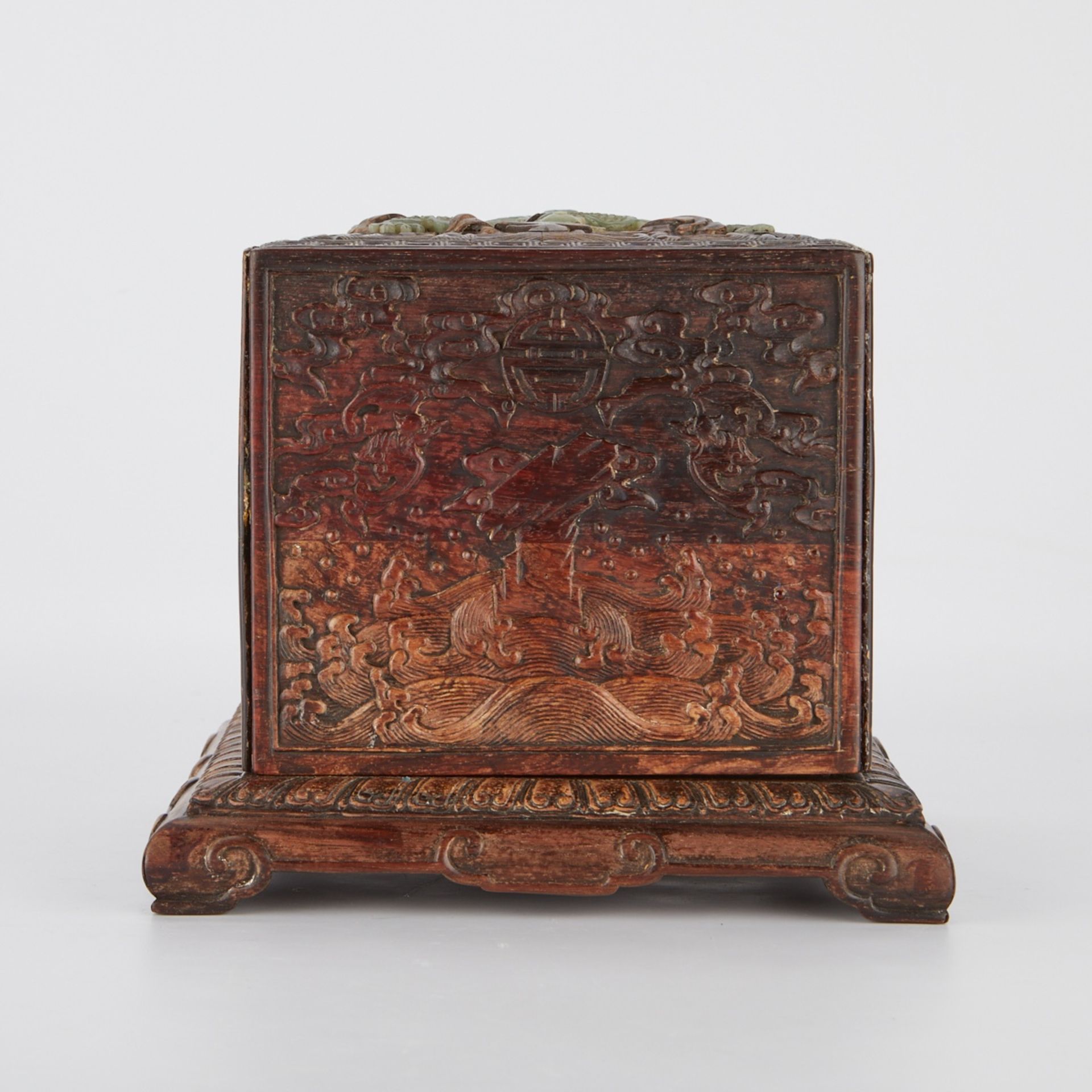 Chinese Seal Chest w/ Inlaid Jade Dragon - Image 3 of 10