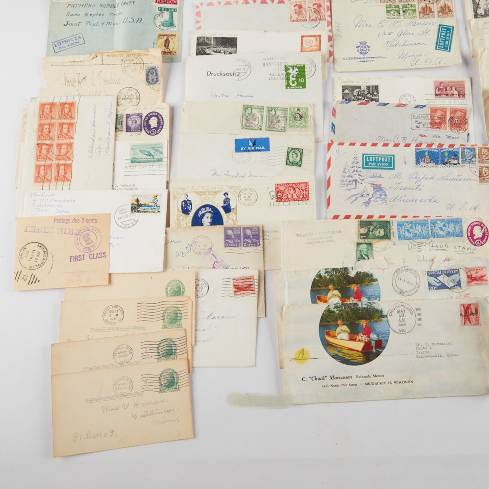 Large Group Postally Used Envelopes and Stamps - Bild 6 aus 20