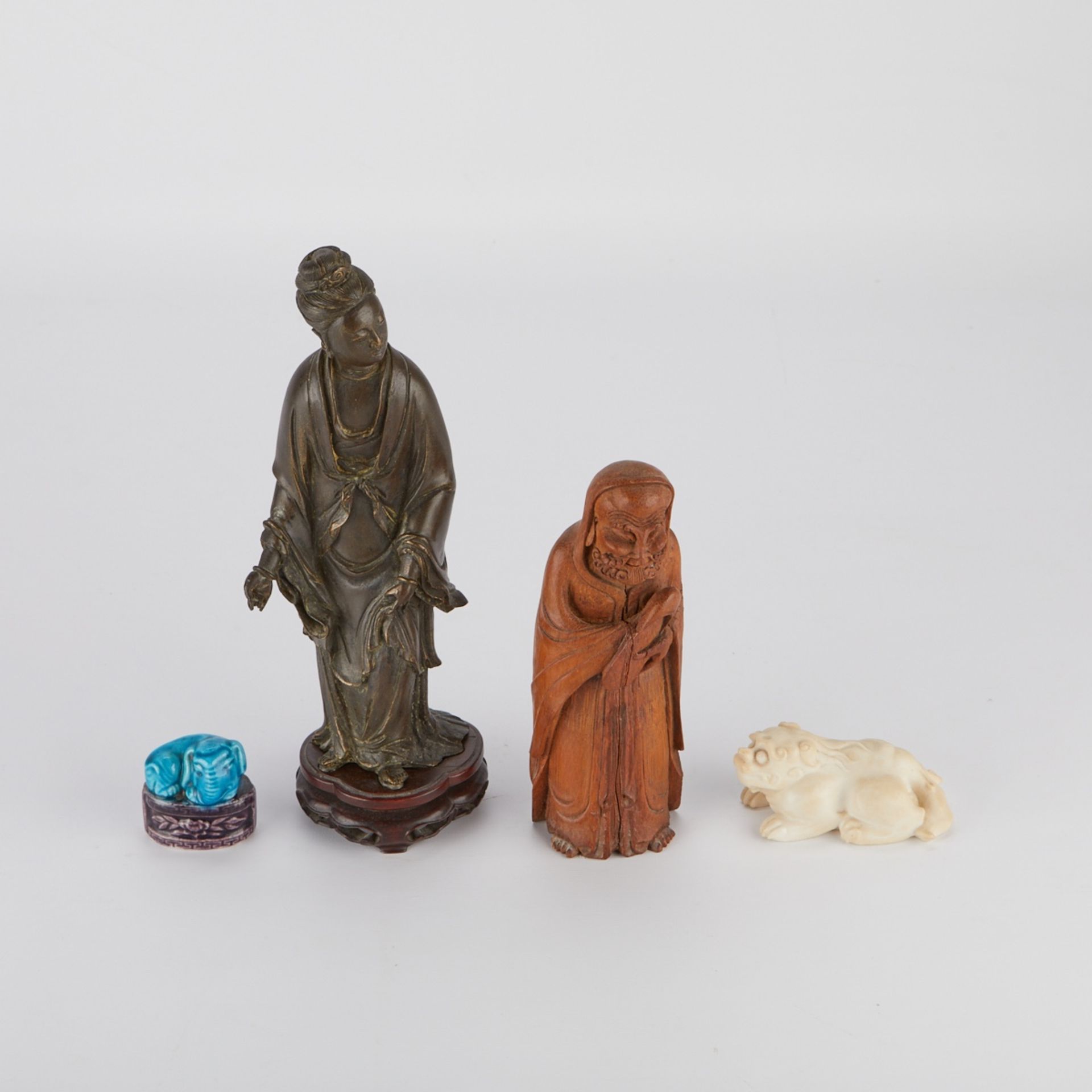 4 Chinese Items - Bronze, Porcelain, Bamboo, Jade - Image 5 of 12