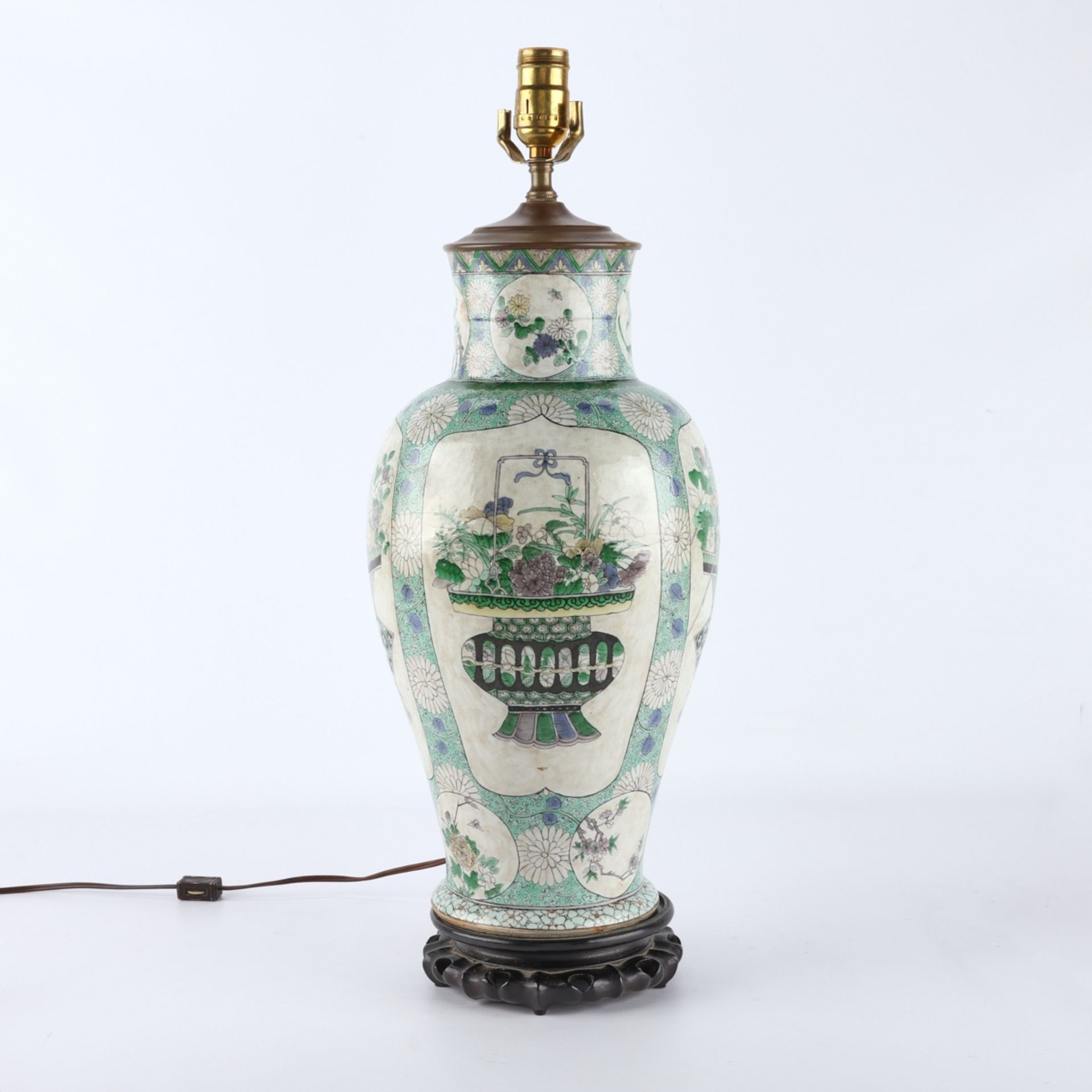 Chinese 19th c. Famille Verte Vase - Image 2 of 10