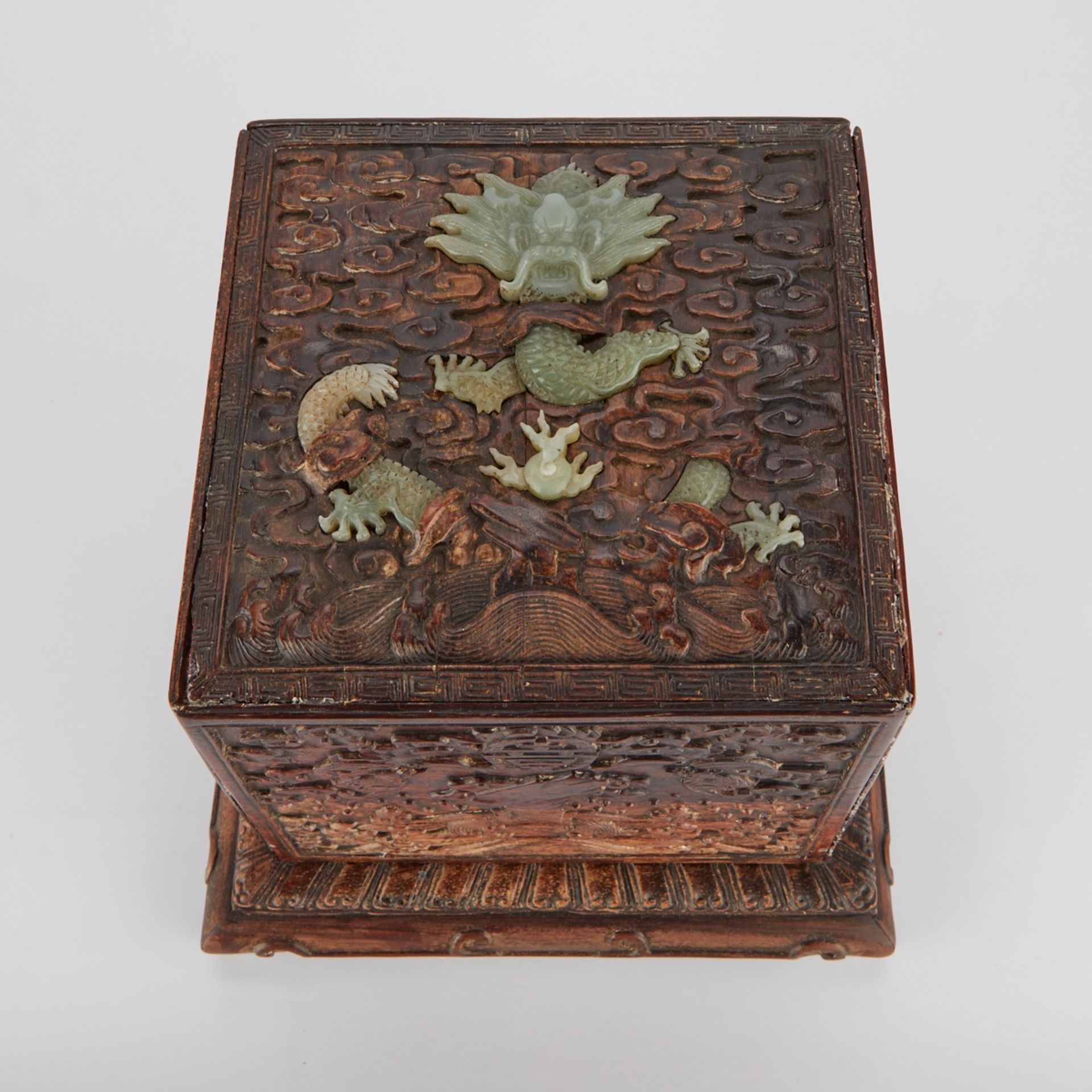 Chinese Seal Chest w/ Inlaid Jade Dragon - Image 8 of 10