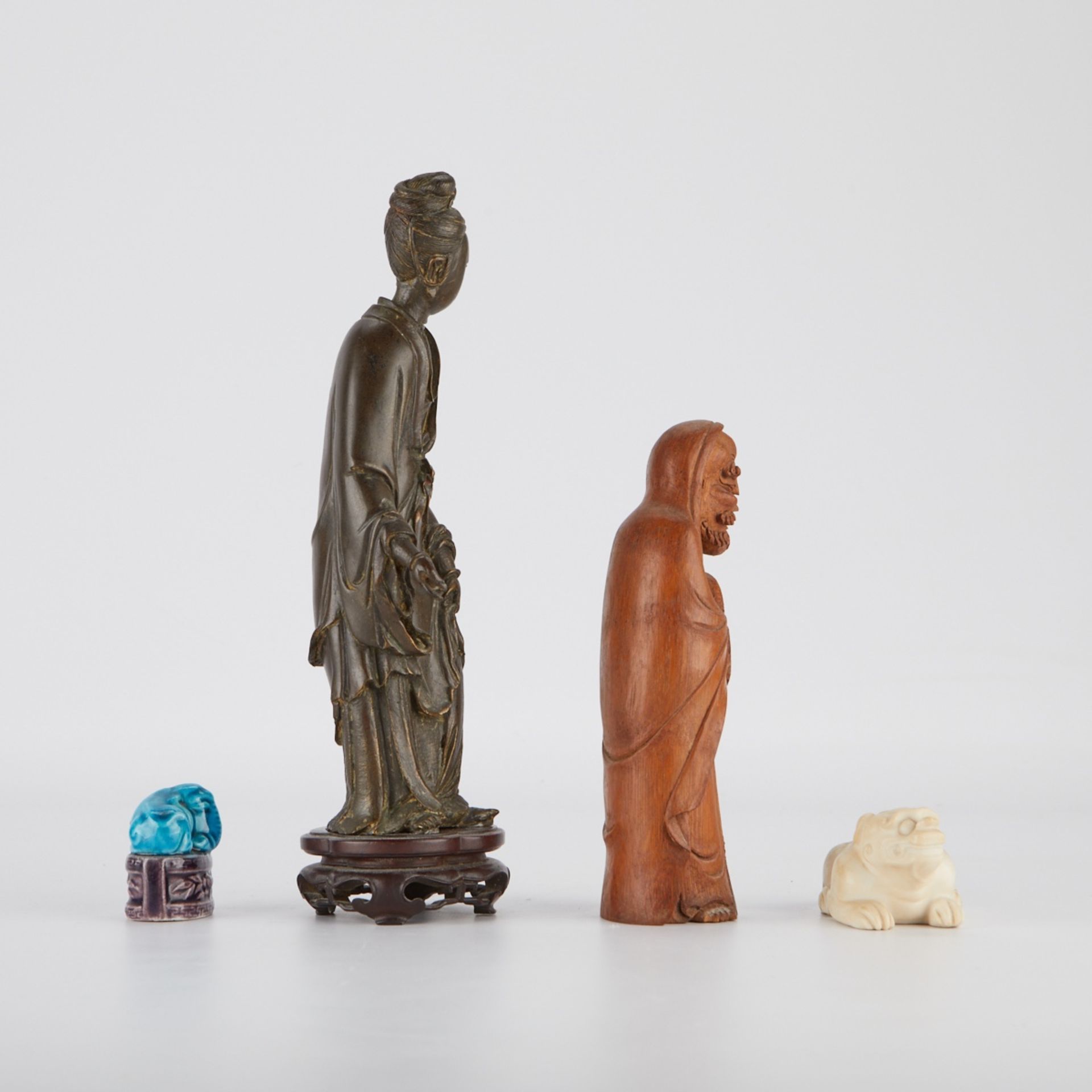 4 Chinese Items - Bronze, Porcelain, Bamboo, Jade - Image 4 of 12