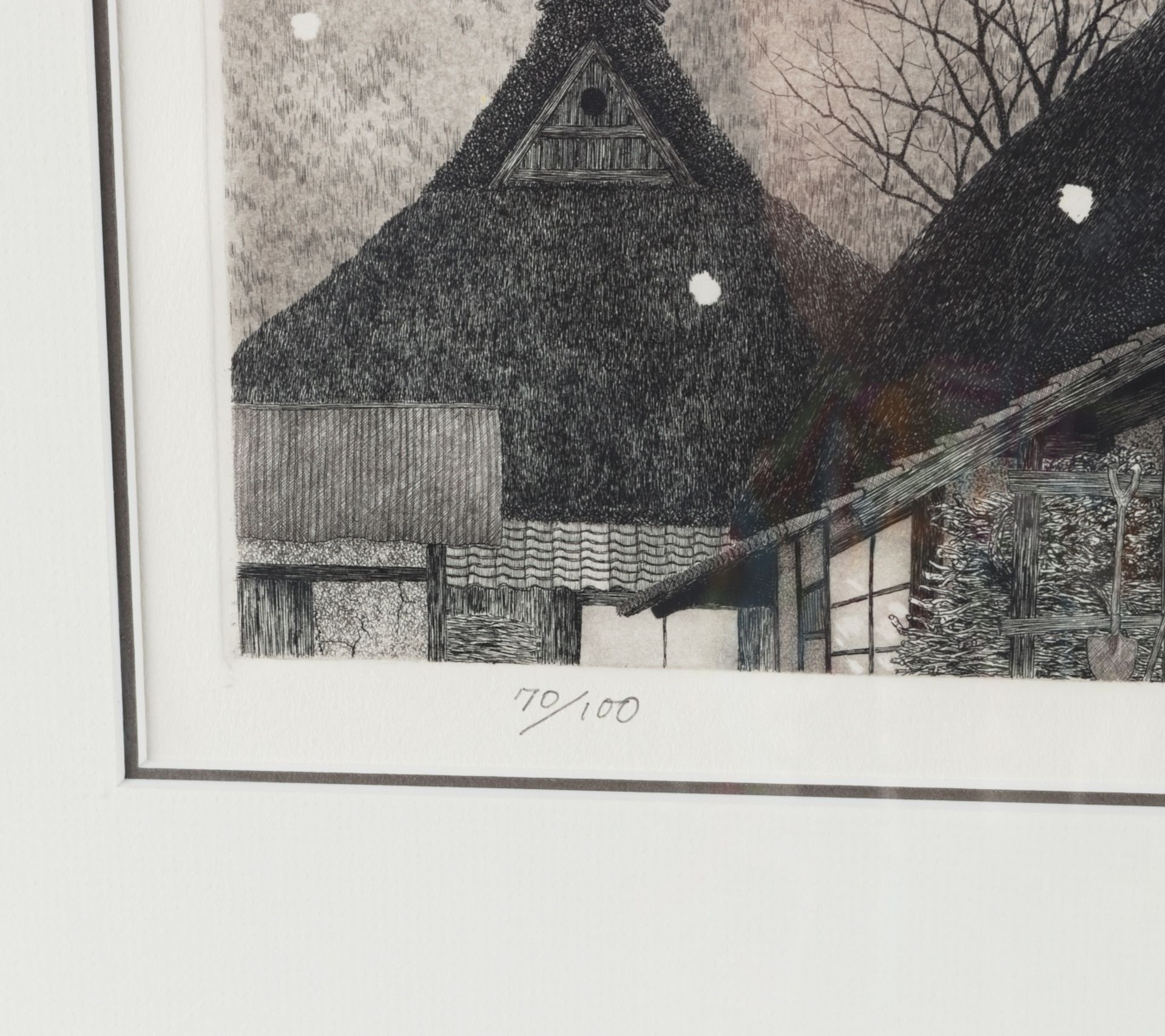 Ryohei Tanaka Snowing Rooftops Etching - Image 5 of 6