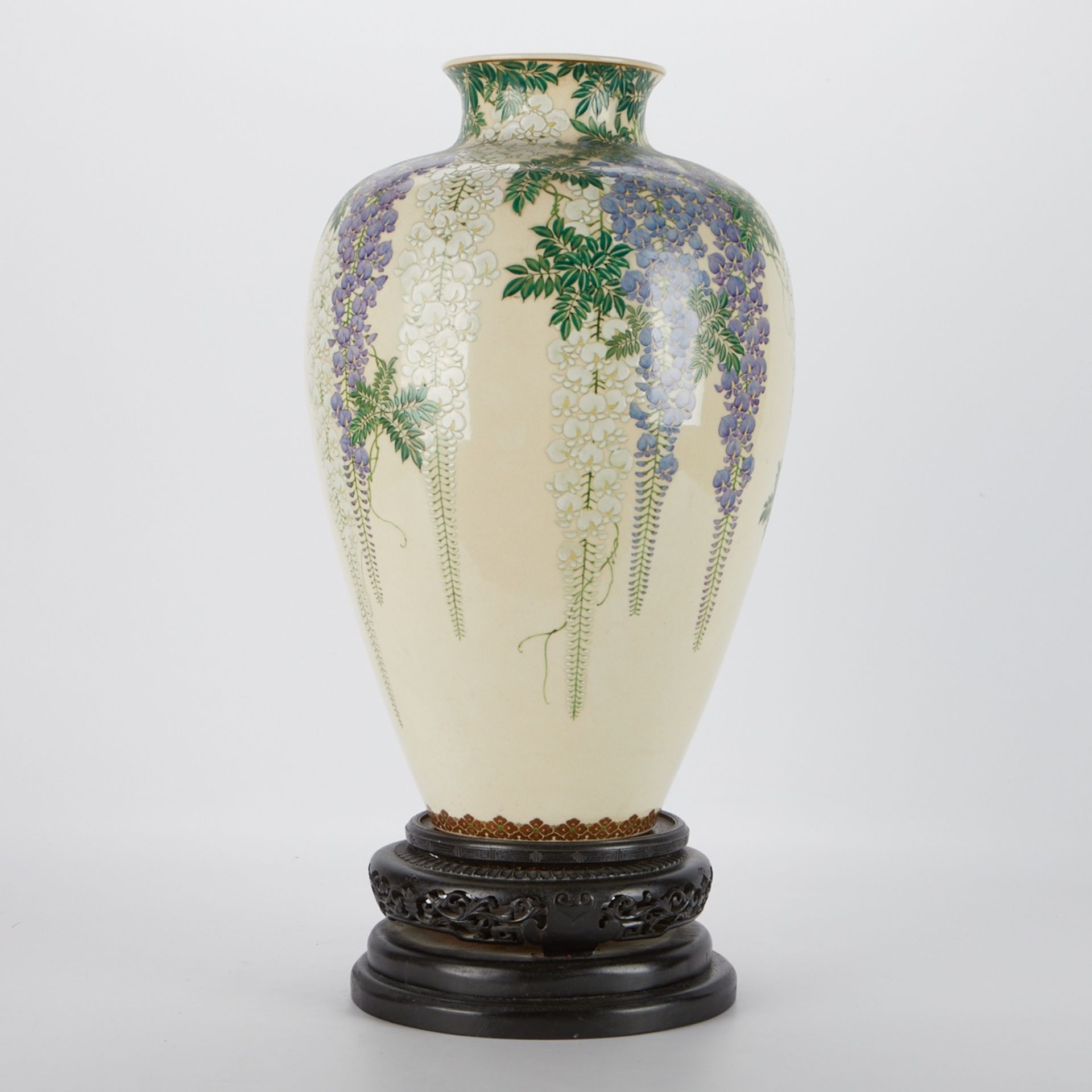 Large Japanese Satsuma Wisteria Vase - Image 4 of 10