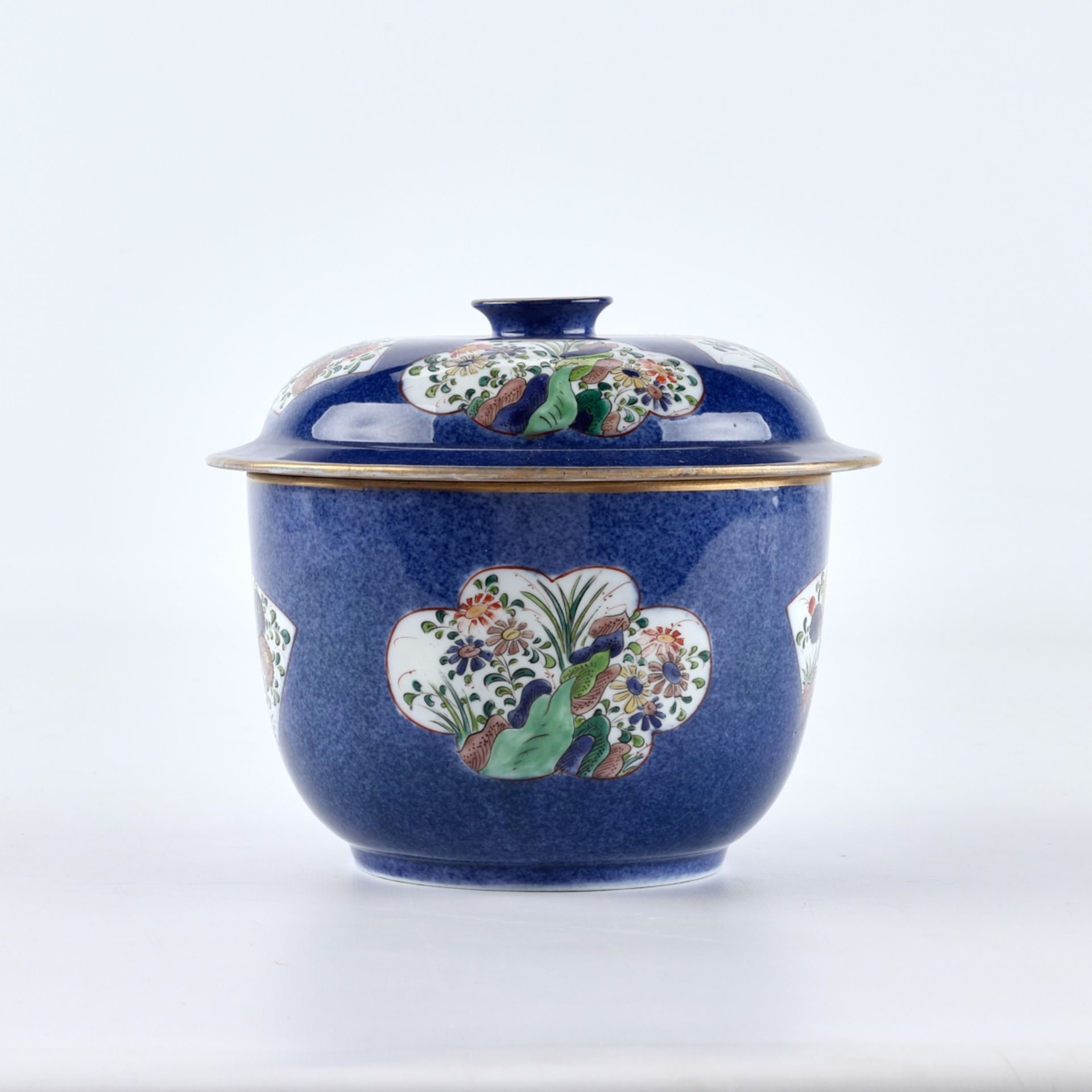 Chinese Powder Blue Lidded Porcelain Bowl