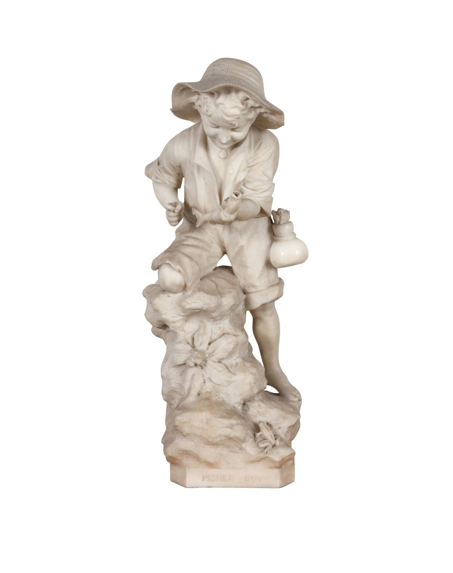 Pietro Bazzanti "Fisher Boy" Marble Sculpture