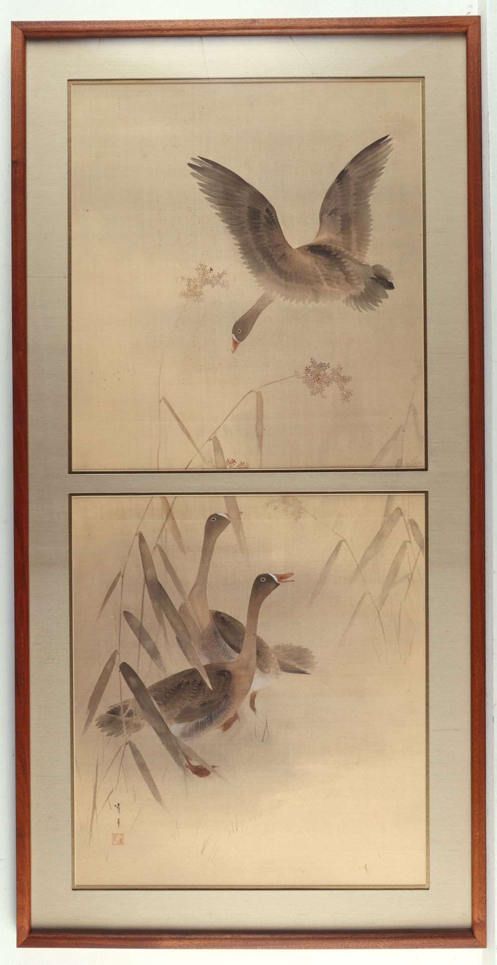 19th/20th c. Japanese Scroll Painting of Ducks - Image 2 of 5