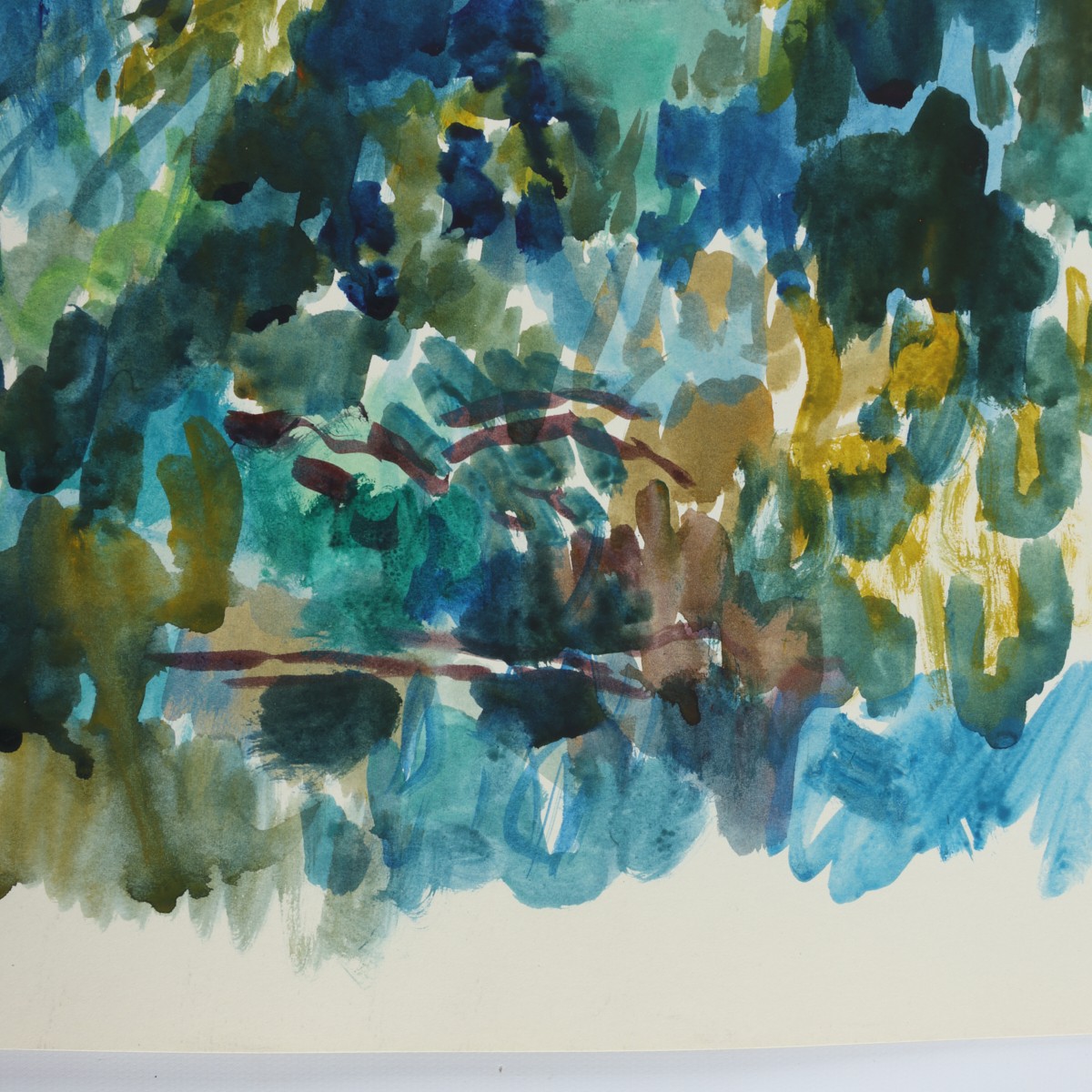 Mae Gruber "Berkely Woods" Watercolor Painting - Image 5 of 5