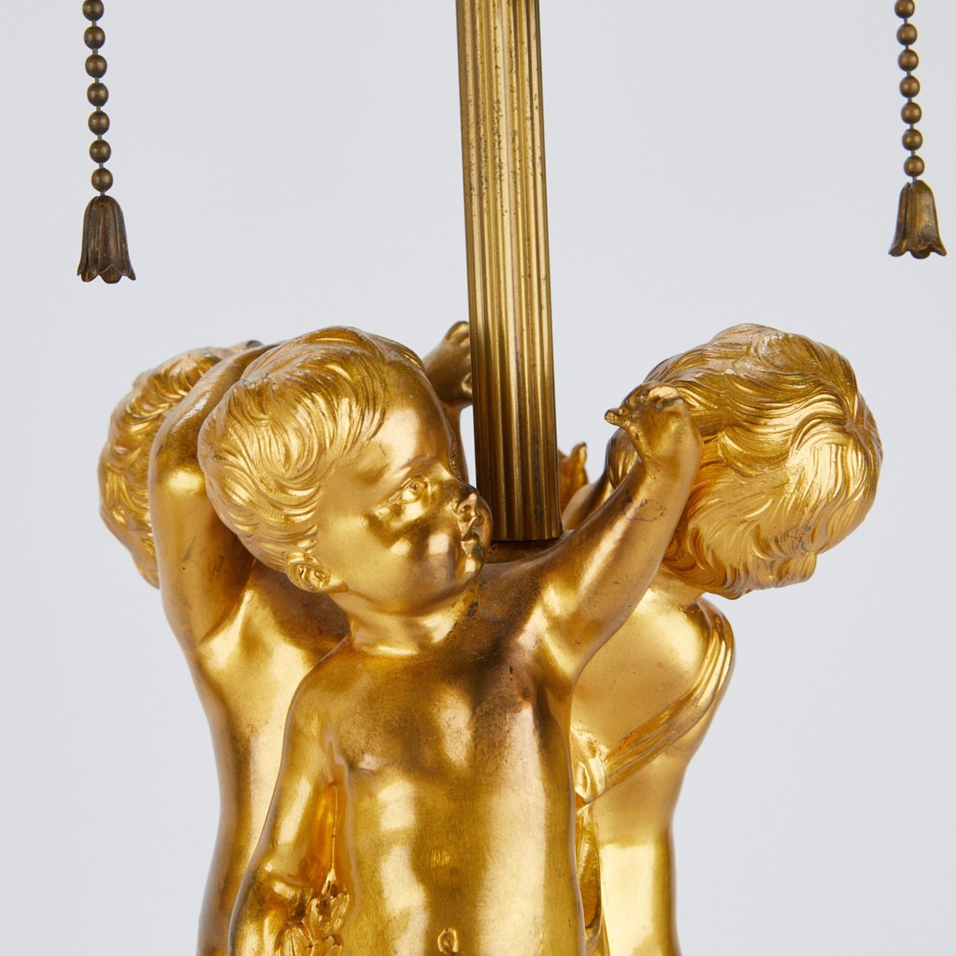 Pr Sevres Style Porcelain Lamps w/ Bronze Putti - Image 7 of 8