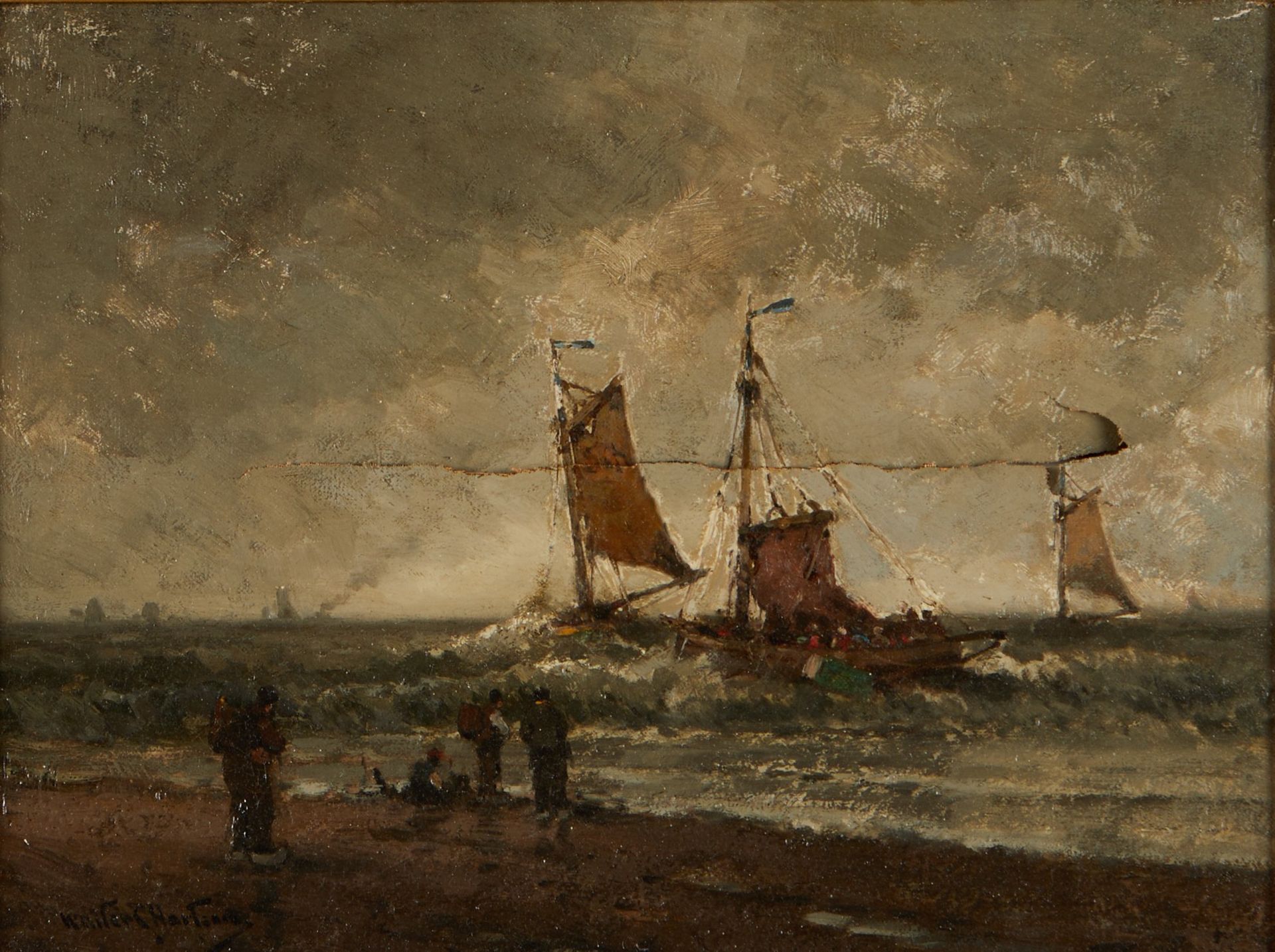 Walter Hartson Ships Painting - Damaged - Bild 2 aus 9