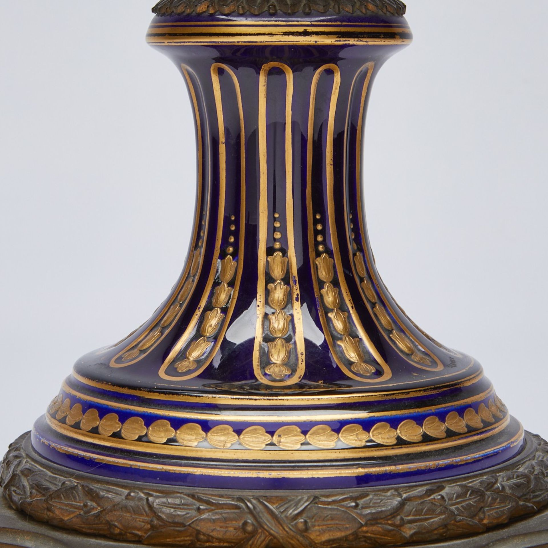 Large Cobalt Blue Sevres Style Porcelain Urn - Bild 8 aus 18