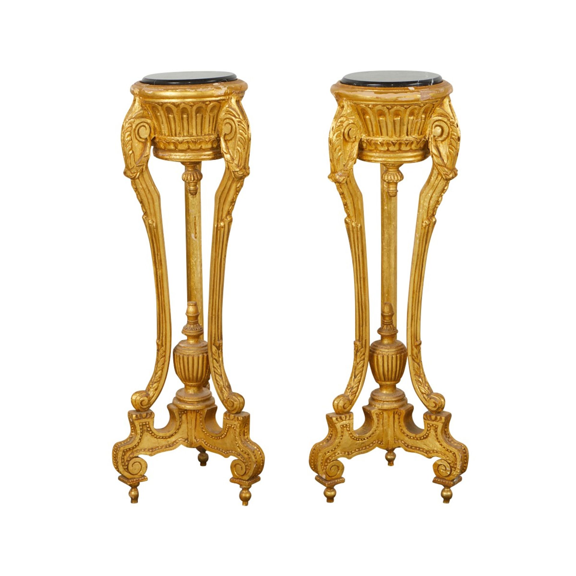 Pair of Continental Gilt Athenienne Pedestals