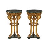 Pair Neoclassical Giltwood Faux Marble Pedestals