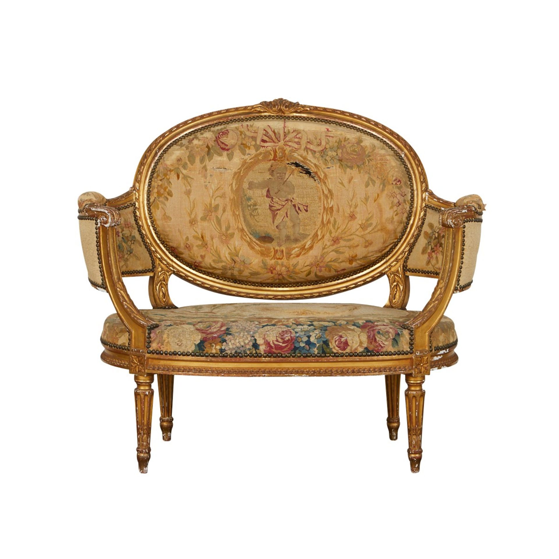Louis XVI Settee w/ Original Aubusson Upholstery - Image 3 of 13
