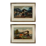 2 Currier & Ives Train Prints