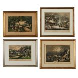 4 Currier & Ives Homesteading Prints