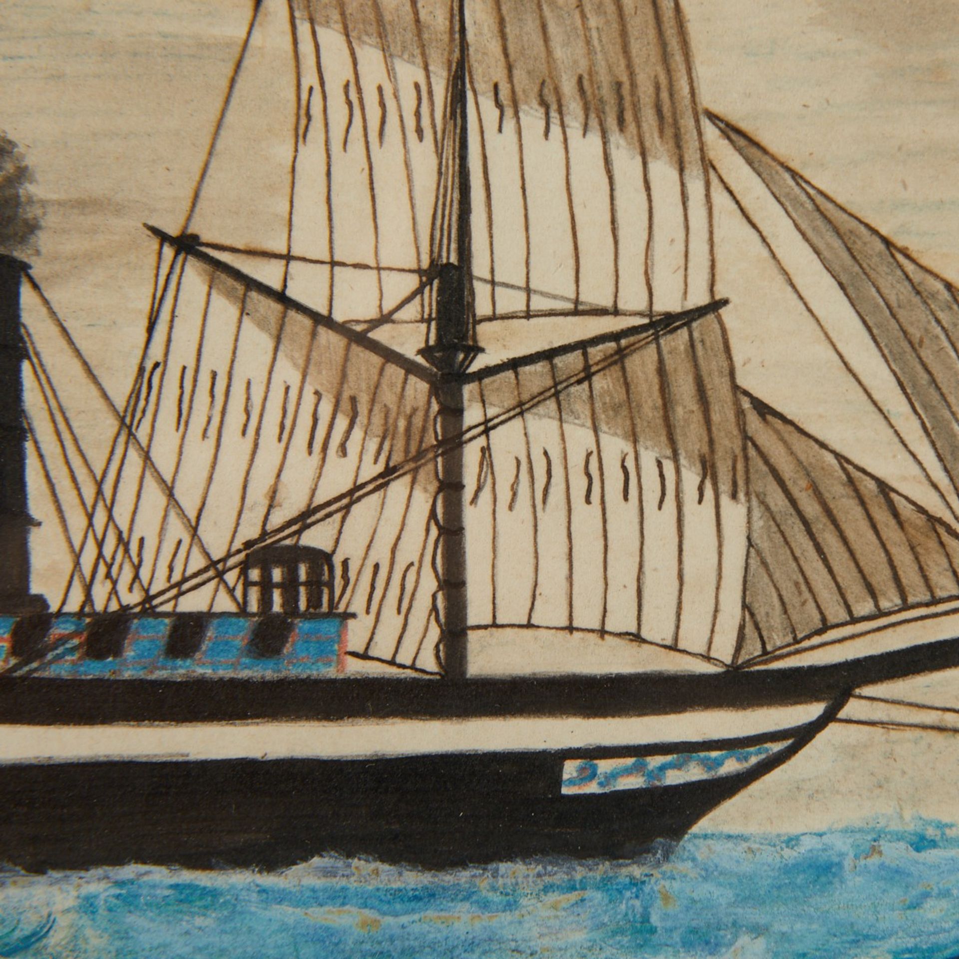 2 Nautical Watercolor Folk Paintings - Image 9 of 10