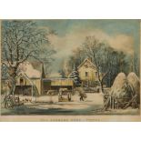 Currier & Ives "The Farmers Home - Winter" Print