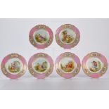 6 Sevres Style Pink Plates 1846