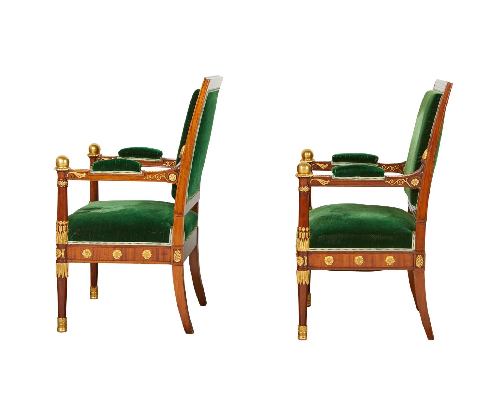 Pr Empire Revival Armchairs w/ Velvet Upholstery - Bild 4 aus 12